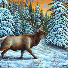 Схема вышивки «Олень зимой»