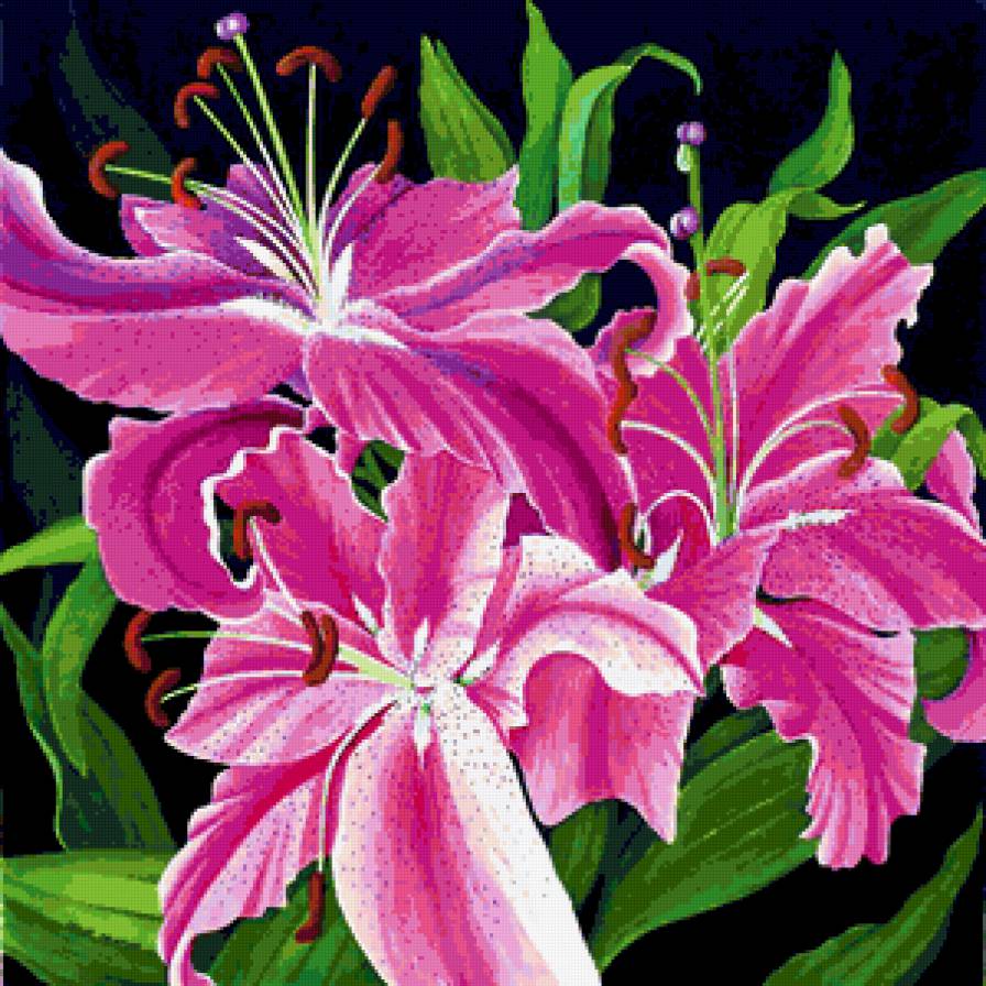 Лилии - цветы, флора, лилии, панно, букет, лилия, красота - предпросмотр