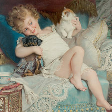 Схема вышивки «Девочка и животные»