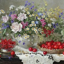 Схема вышивки «Натюрморт с ягодами.»