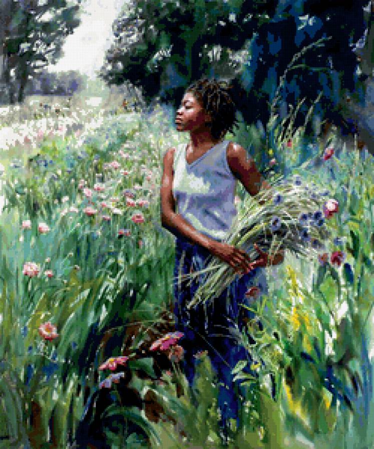 Негритянка - луг, негритянка, женщина, женский образ - предпросмотр