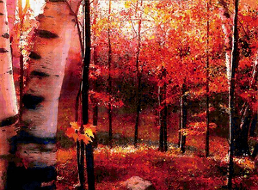 Багряная осень - осень, лес, пейзаж - предпросмотр