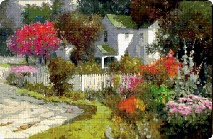 Живопись - живопись, имперессионисты, кент уоллис, цветы, картина, дорога - предпросмотр