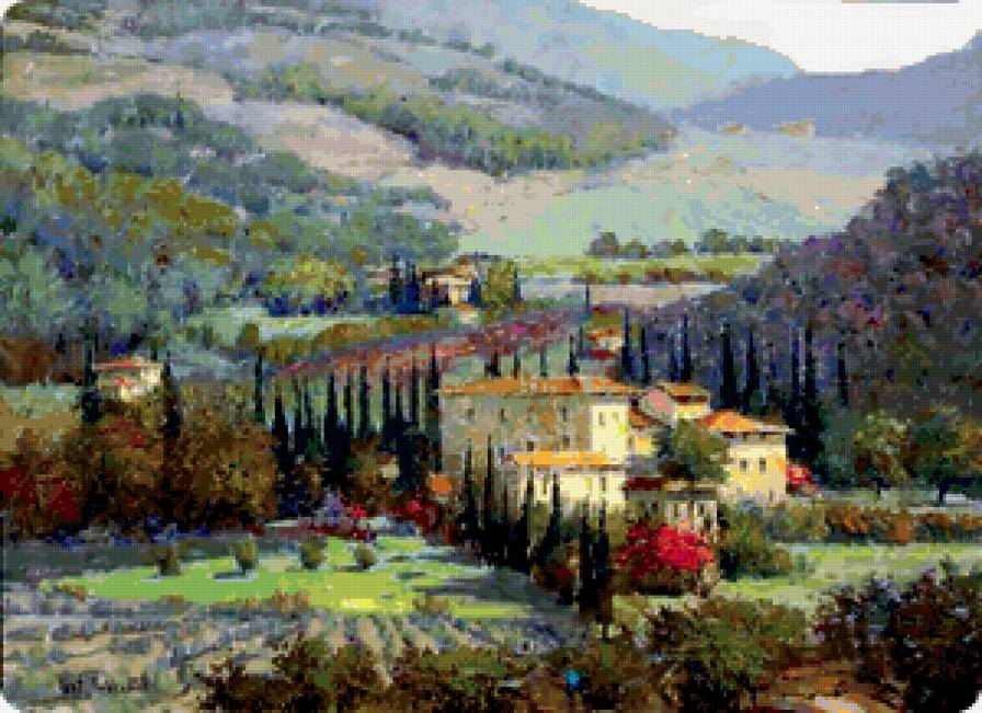 Живопись - картина, цветы.горы, кент уоллис, имперессионисты, долина - предпросмотр