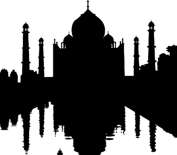 Тадж-Махал - чено-белый, силеэт - оригинал