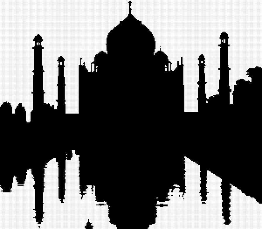 Тадж-Махал - силеэт, чено-белый - предпросмотр