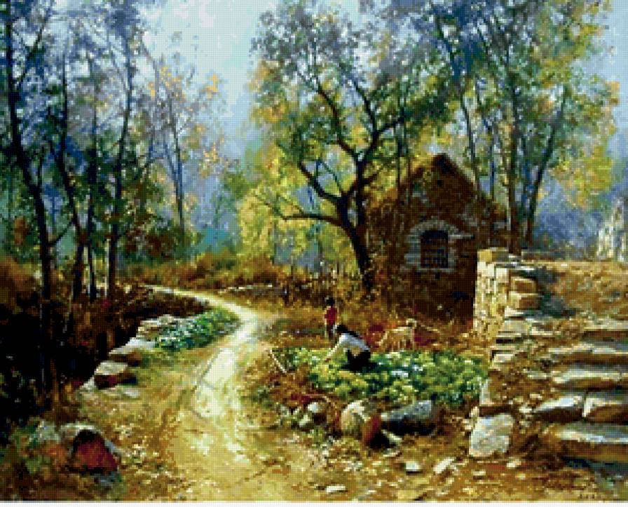 У дома - лес, дети, пейзаж, дом - предпросмотр