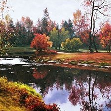 Схема вышивки «Осень у реки»