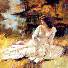 Схема вышивки «Девушка у реки»