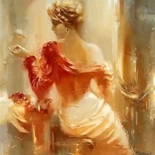 Схема вышивки «Девушка с птицей»