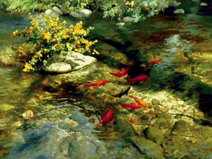 Золотые рыбки - рыбки, природа, пруд - предпросмотр
