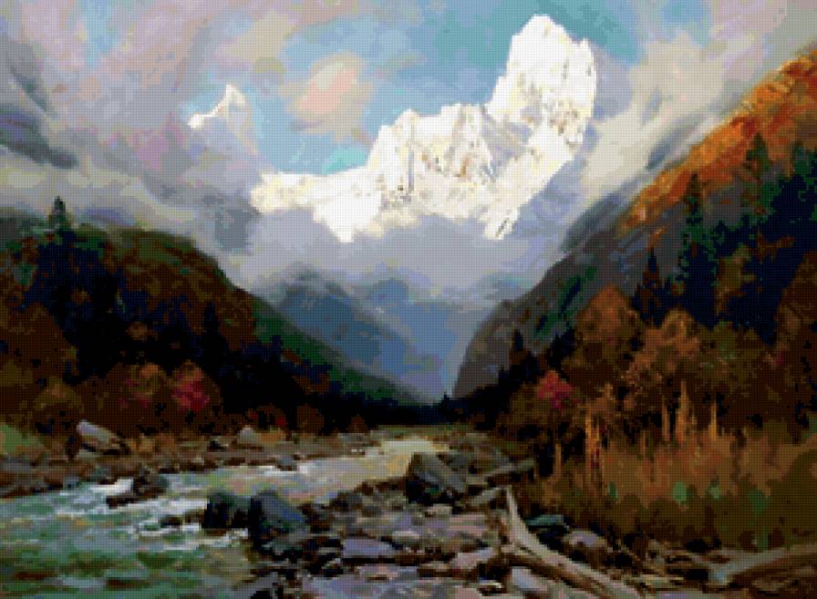 Горная река - горы, река, пейзаж - предпросмотр