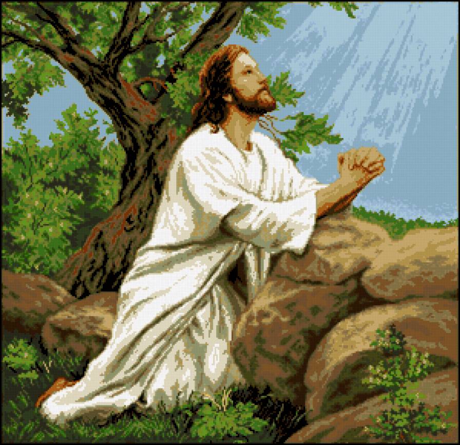 иисус молится - религия - предпросмотр