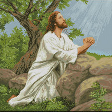 Схема вышивки «иисус молится»