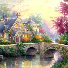 Схема вышивки «Красивый домик у речки»