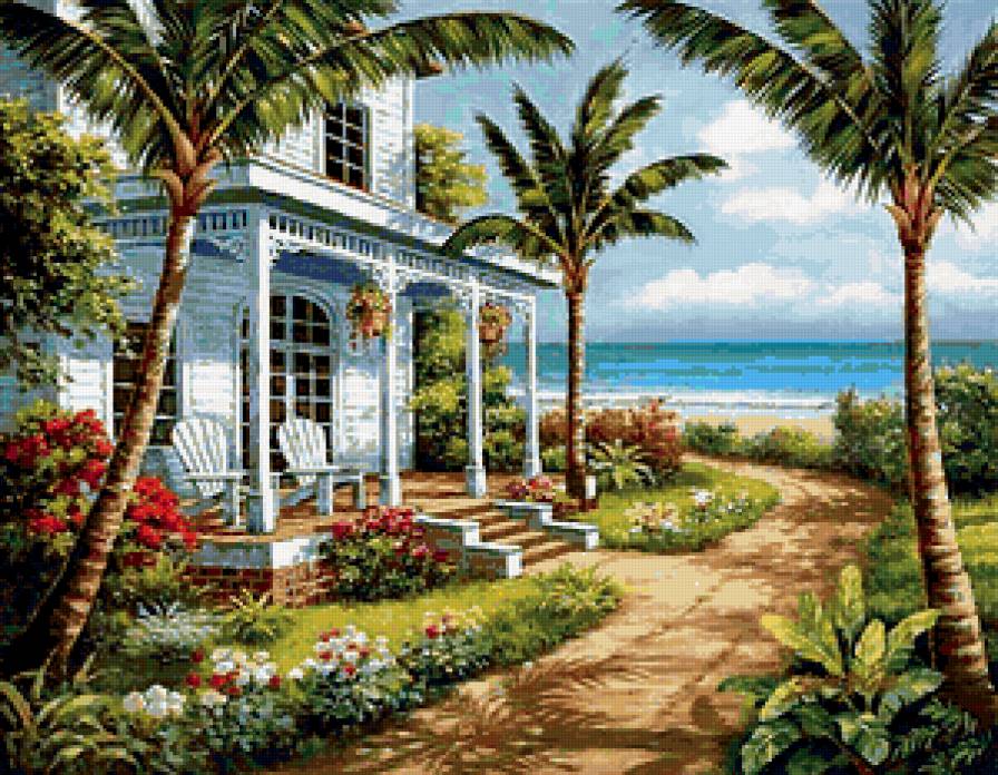 Тропический рай - рай, тропик, дом, море - предпросмотр