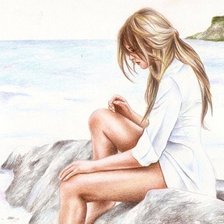 Схема вышивки «девушка и море»