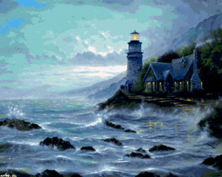 маяк - вечер, море, маяк - предпросмотр