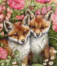 Схема вышивки «лисята»