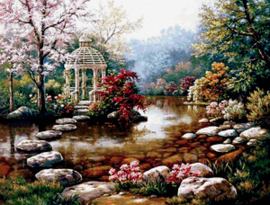 Беседка на озере - беседка, озеро - предпросмотр