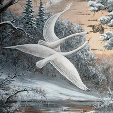 Схема вышивки «пара лебедей»