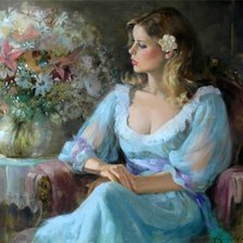 Схема вышивки «Девушка с букетом»