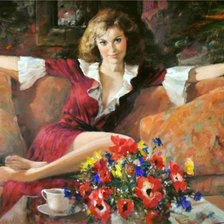 Схема вышивки «За чашкой чая»