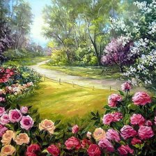 Схема вышивки «Цветущие пионы»