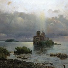 Схема вышивки «Церковь на озере»