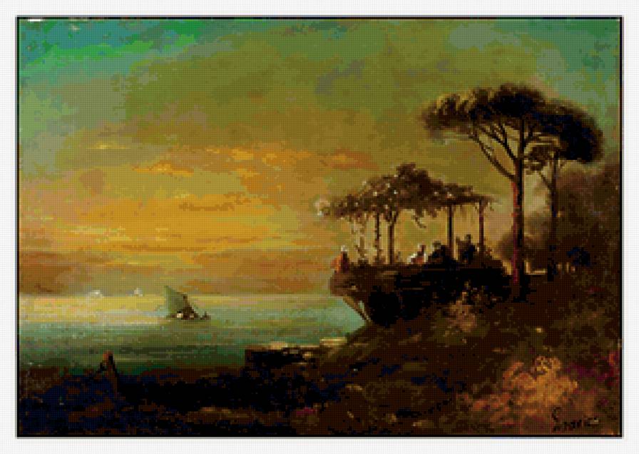 На берегу - пейзаж, восток, беседка, море - предпросмотр