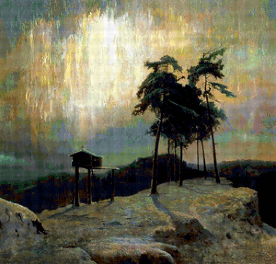 Северное сияние - северное сияние, пейзаж, зима, природа, север - предпросмотр