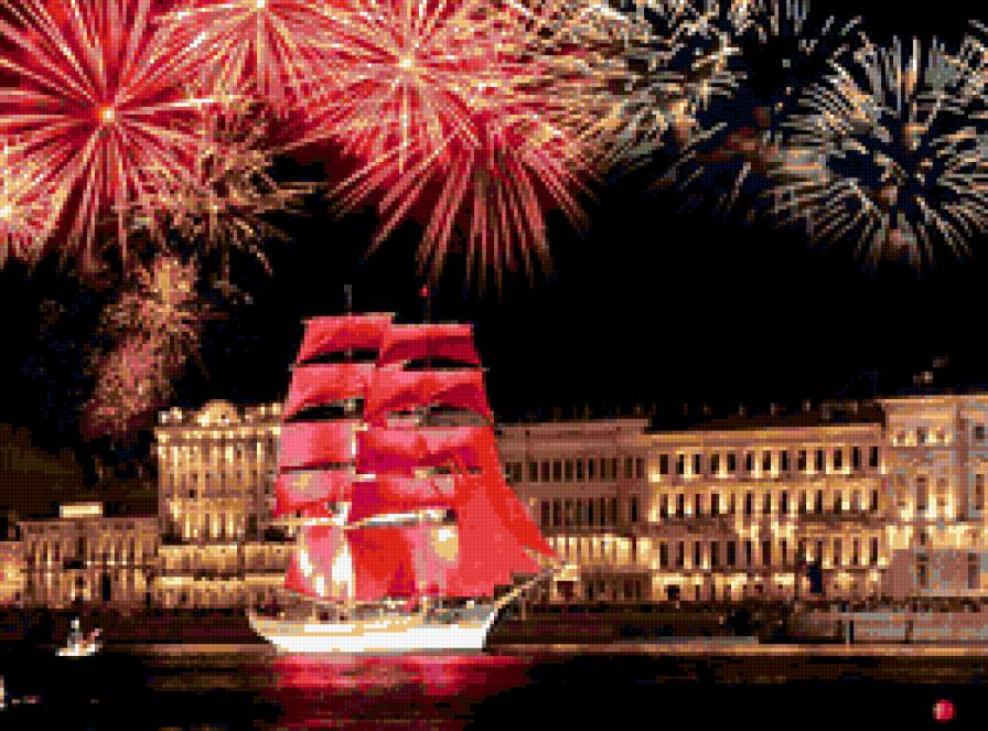 алые паруса - паруса, салют, корабль - предпросмотр