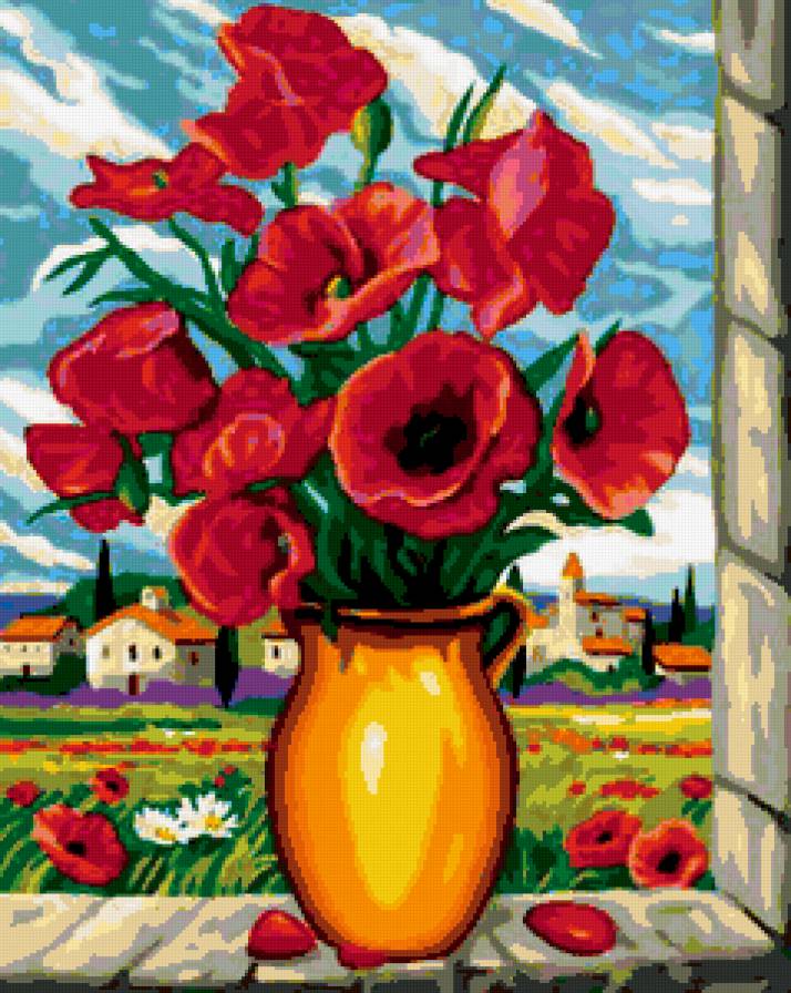 маки в вазе - предпросмотр