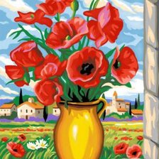 маки в вазе