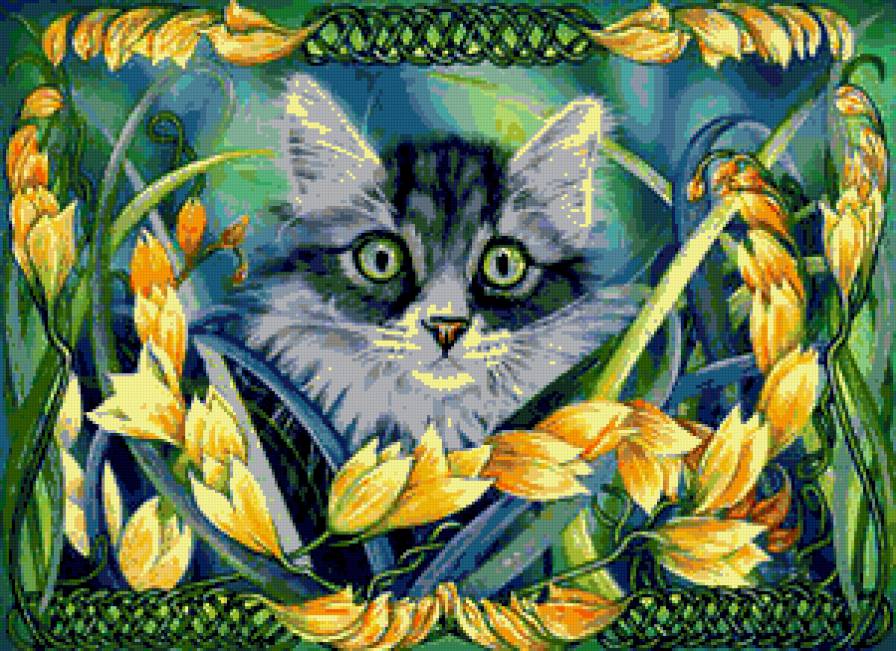 Серия "Кошки" - кошки, цветы, животные - предпросмотр