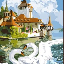 Схема вышивки «купание лебедей»