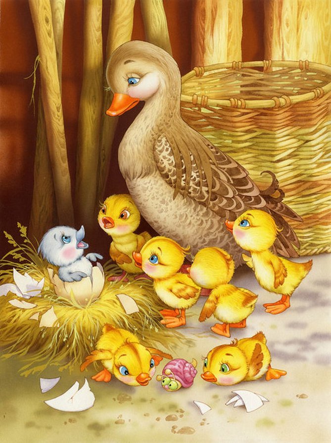 гадкий утенок - сказки, утята, в детскую, птицы, детям, иллюстрации, утка - оригинал