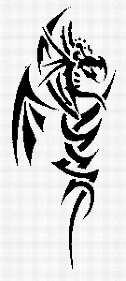 Дракоша - дракон, монохром, восток - предпросмотр