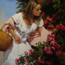Схема вышивки «Девушка в саду»