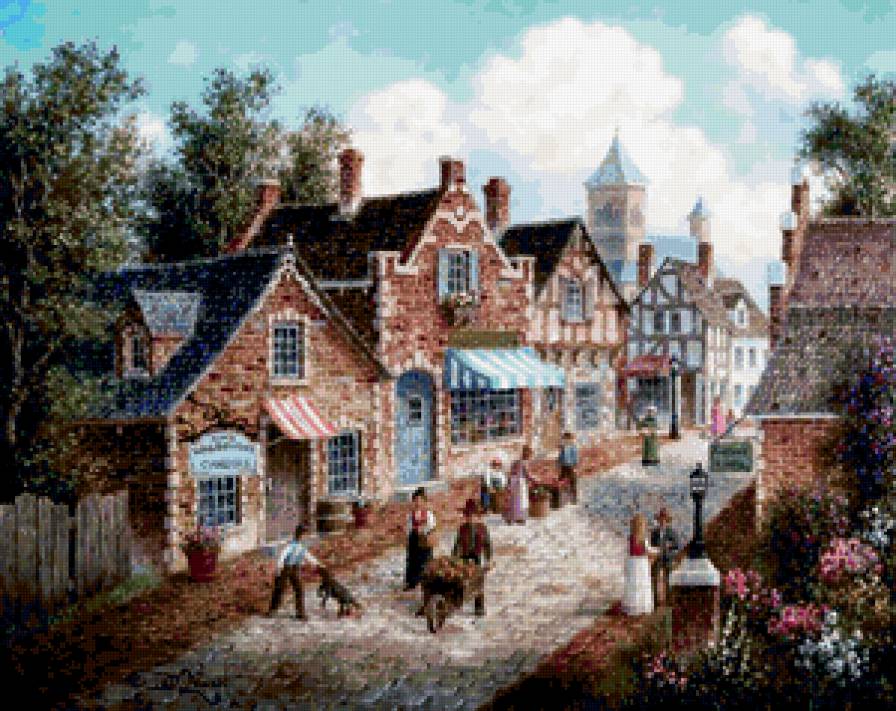 Городок - дом, пейзаж, город, улица - предпросмотр