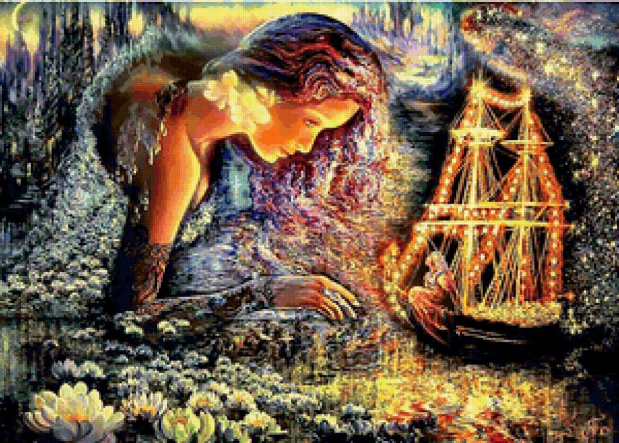 Волшебный корабль - корабль, сказка, фэнтэзи, девушка - предпросмотр