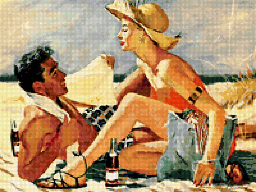 На пляже - пляж, солнце, женщина, пара, мужчина, лето - предпросмотр