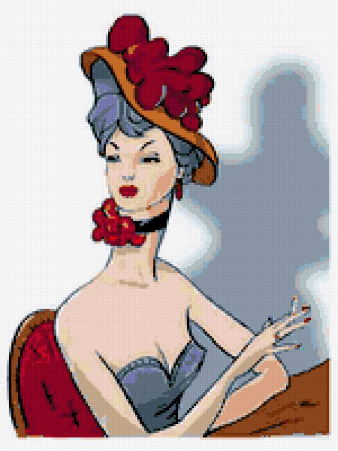 Красотка - портрет, шляпка, рисунок, девушка, лицо - предпросмотр