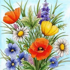 Схема вышивки «Букет полевых цветок»