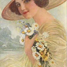 Схема вышивки «девушка с ромашками»