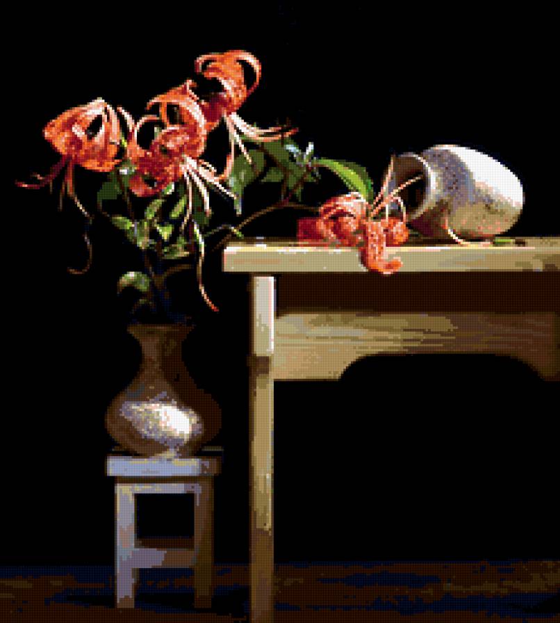 лилии - цветы, лилии, мебель, лето - предпросмотр