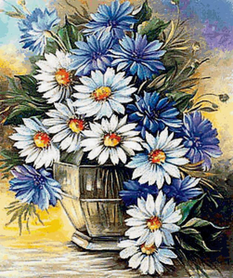 Полевые цветы - цветы, полевые цветы, букет, ромашки - предпросмотр