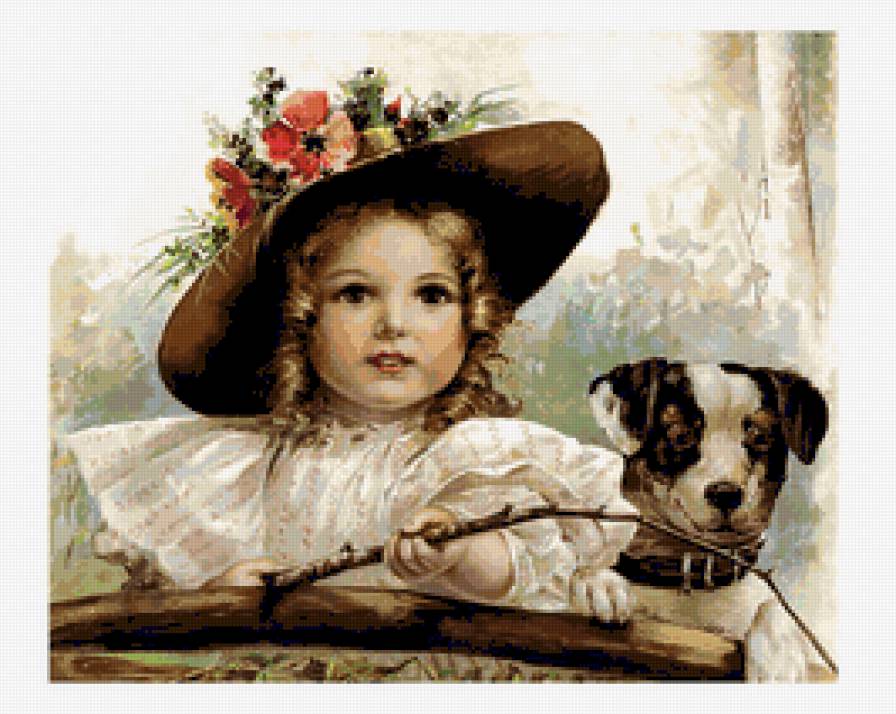 Девочка-рыбачка - девочка, река, лето, собака - предпросмотр