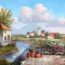 Схема вышивки «Домик у реки»