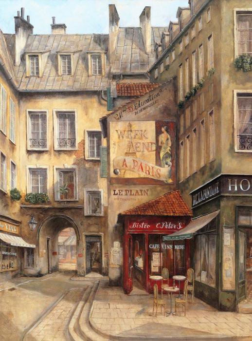 Французская улочка - пейзаж - оригинал